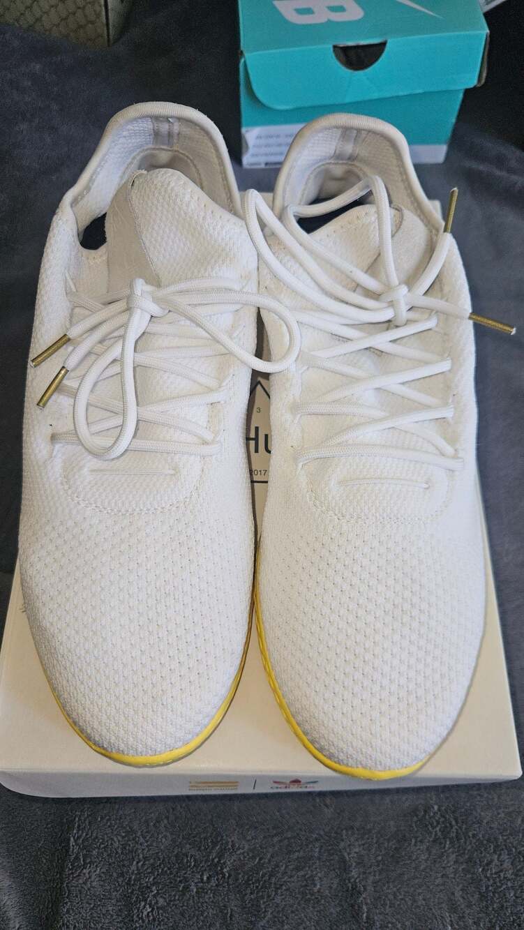 Adidas x Pharrell Williams Tennis Hu Sneakers (BY2674) White/Yellow